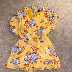 Yellow off the shoulder romper